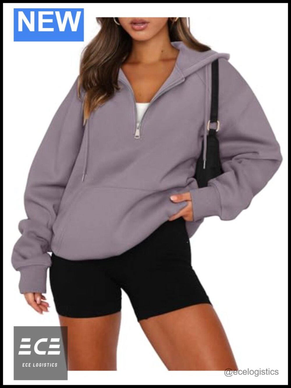 Women Half Zip Pullover Hoodie Oversized Sweatshirt Kangaroo Pocket